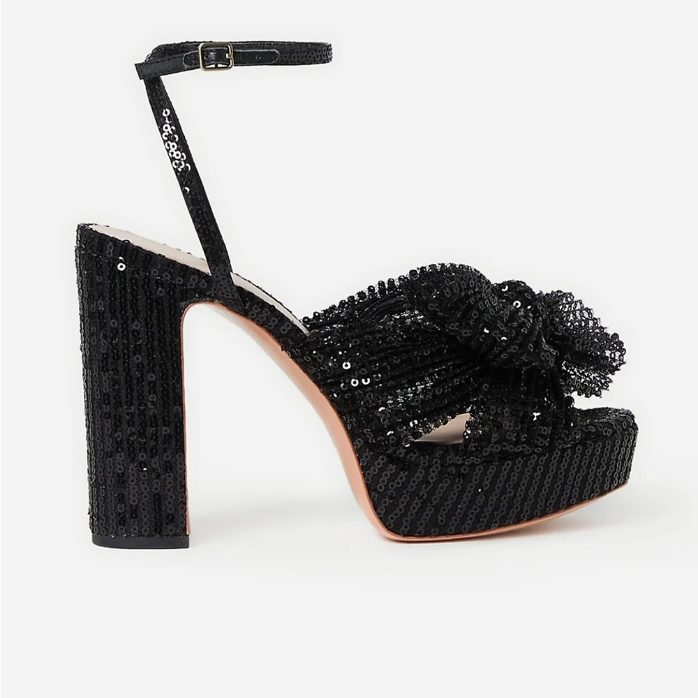 NWOB $450 Loeffler Randall Natalia Sequin Bow Platform Sandal Shoe Sz 9.5